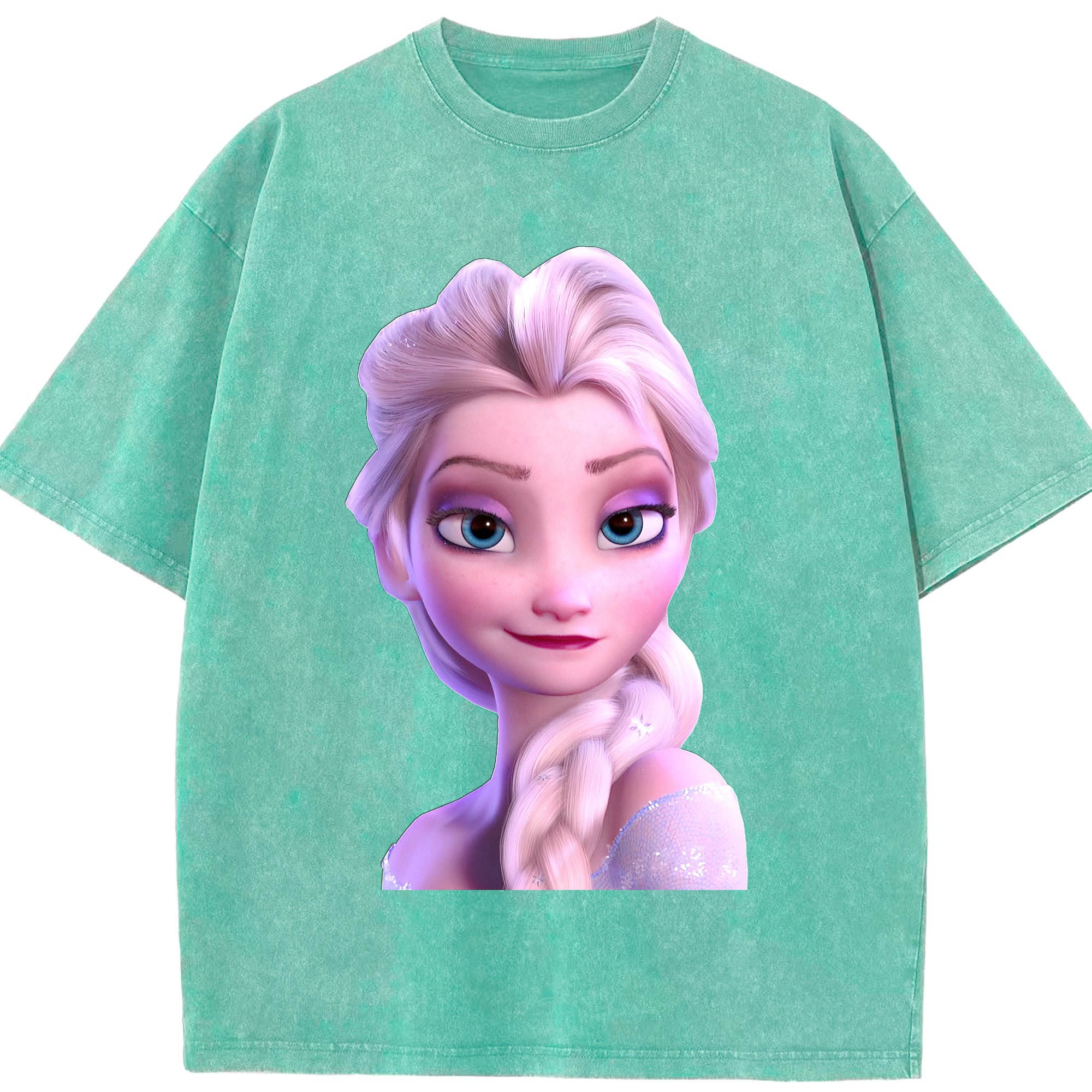 （画像用） アナと雪の女王 アンナ エルサ Frozen Anna Elsa 綿100% ヴィンテージ風 半袖Tシャツ（フロントプリント）